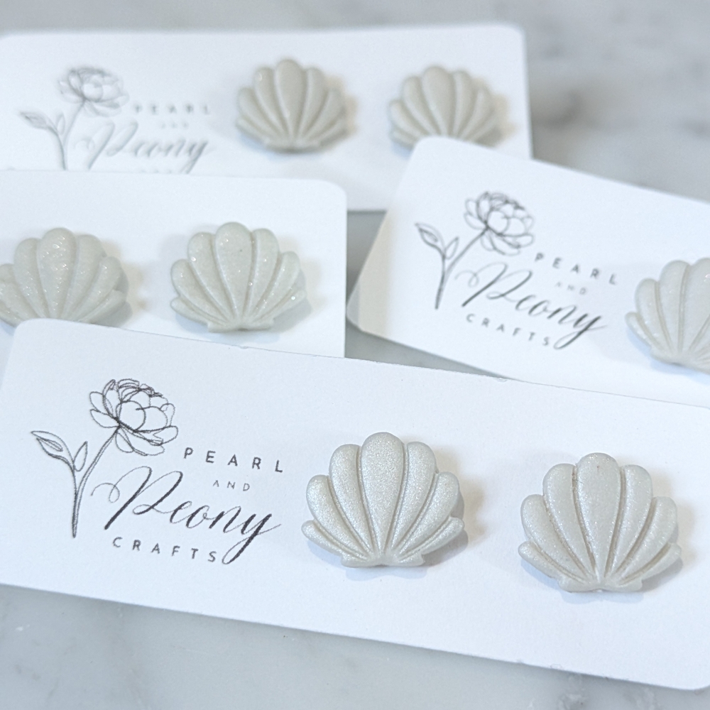 Seashell Stud Earrings | Handmade | Nickel-Free | Pearl coastal summer Vacation